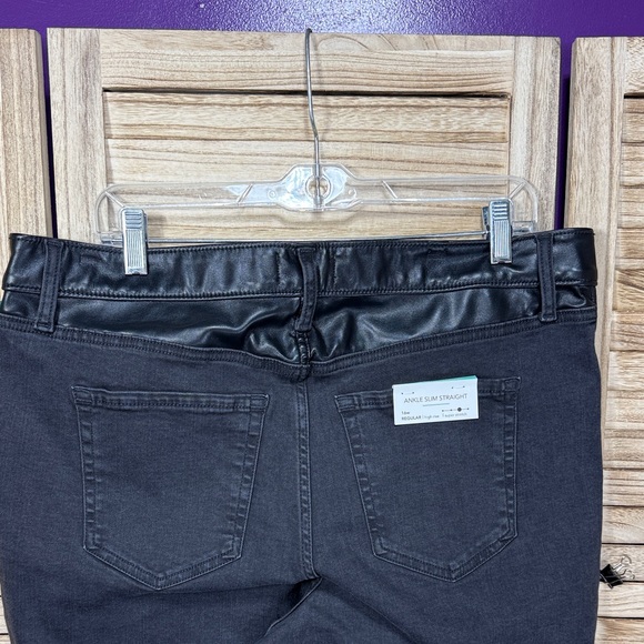 M J Maurices Jeans Black Faux Leather Accent Slim Straight Ankle Hi-Rise Nwt 16w - Picture 10 of 13